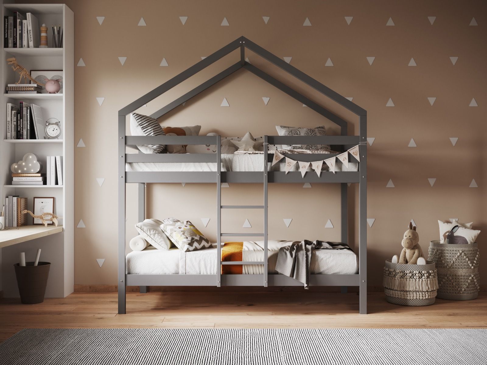 Flair Nest House Bunk Bed With Optional Storage - Grey