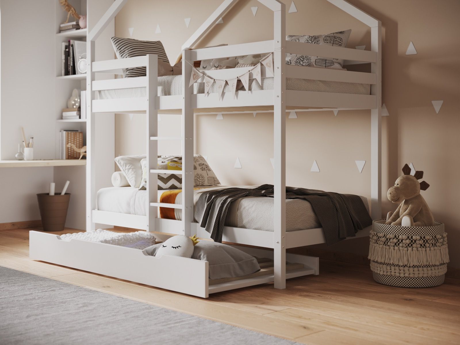 Flair Nest House Bunk Bed With Optional Storage - White