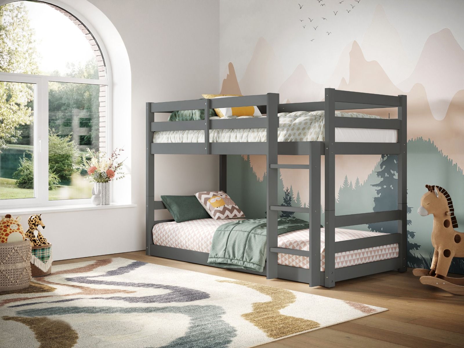 Flair Shasha Low Shorty Wooden Bunk Bed - Grey