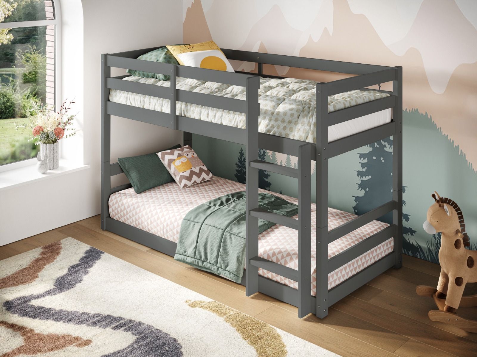 Flair Shasha Low Shorty Wooden Bunk Bed - Grey