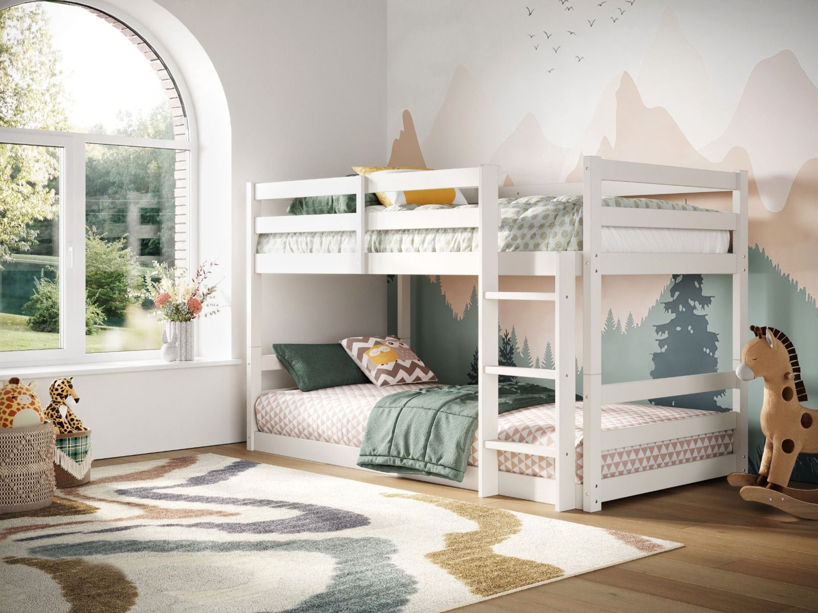 Flair Shasha Low Wooden Bunk Bed - White