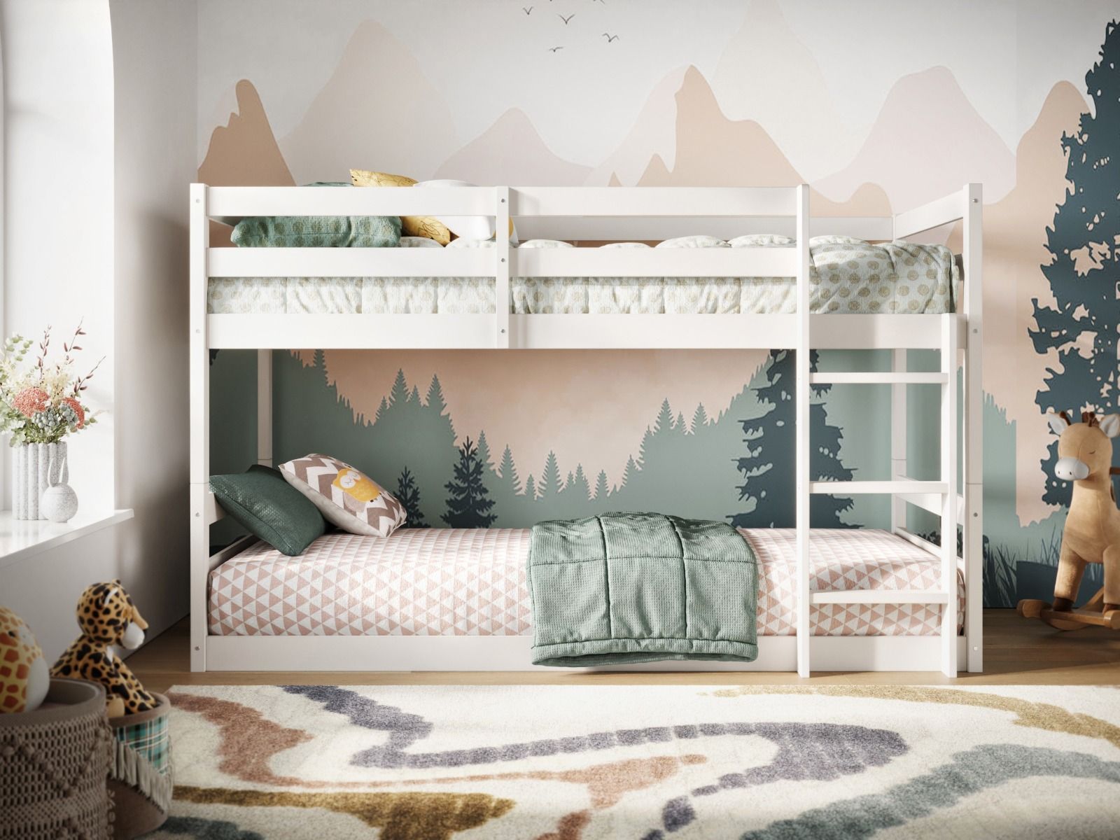 Flair Shasha Low Wooden Bunk Bed - White