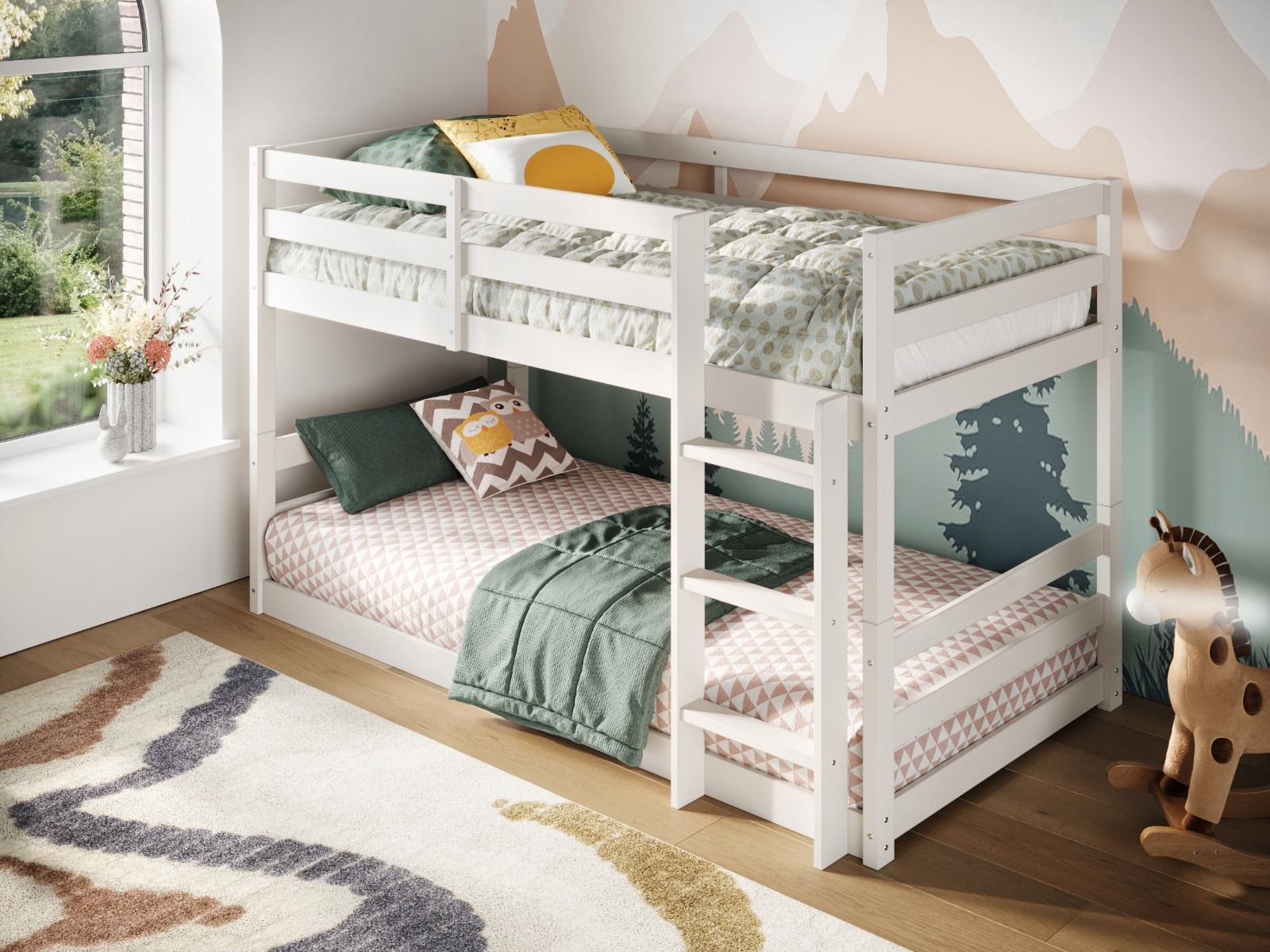 Flair Shasha Low Wooden Bunk Bed - White