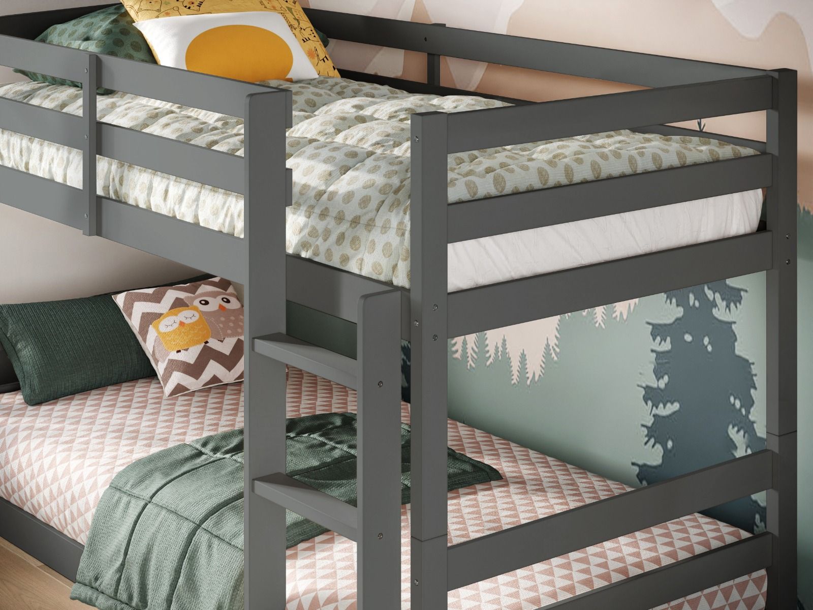 Flair Shasha Low Wooden Bunk Bed - Grey